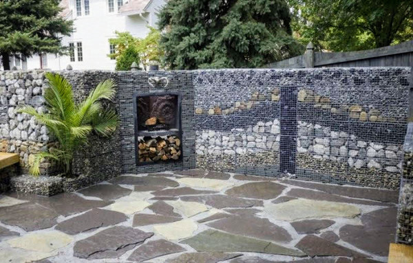 забор из габионов из разных камней