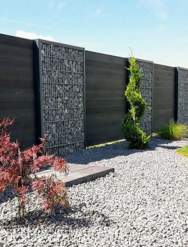 забор со вставками из габионов