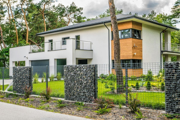 забор из габионов и сетки